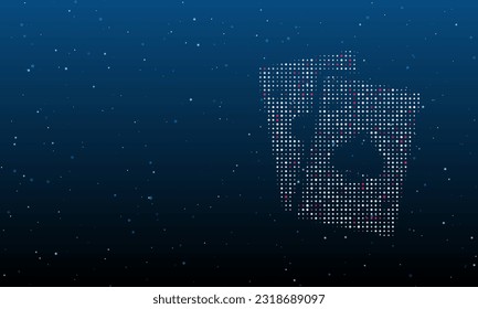 A la derecha está el símbolo de los dos ases lleno de puntos blancos. Patrón de fondo de puntos y círculos de diferentes matices. Ilustración vectorial sobre fondo azul con estrellas