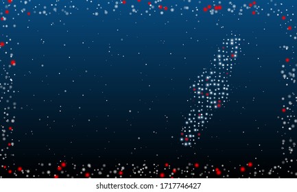 On the right is the wristwatch symbol filled with white dots. Abstract futuristic frame of white dots and circles. Some dots is red. Vector illustration on blue background with stars