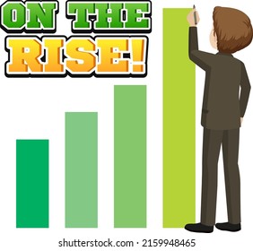 On the rise concept with back of employee man illustration
