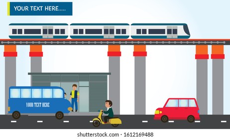 
ON THE ROAD TRANSPORTATION VECTOR ILLUSTRATION