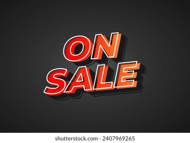 On sale. Text effect design in 3D look. Red yellow gradient color. Dark background