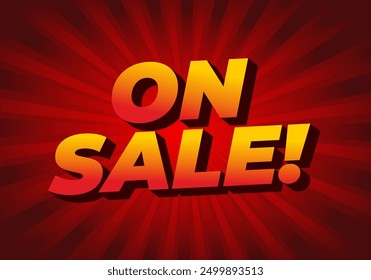 On sale. Text effect design in 3D style with eye catching colors