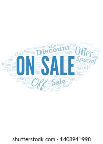 On Sale Word Cloud. Wordcloud Made With Text.