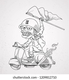 on scooter or illustration vector print 