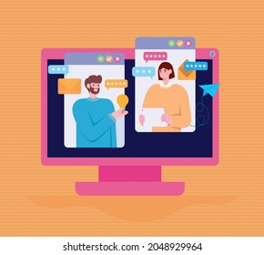 personas de pantalla trabajando juntos