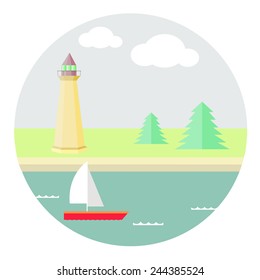 on the sea, create graphic design, vector illustration