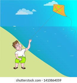 on the seashore with a kite