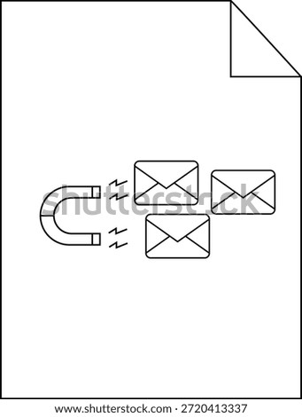 On a sheet of paper a magnet attracts three envelopes with abstract electrical sparks A corner is folded over