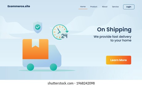 on shipping campaign for web website home homepage landing landingpage banner template flyer with flat cartoon style
