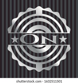 On silver badge. Vector Illustration. Mosaic.