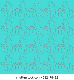 On a striped background illustration cute cat