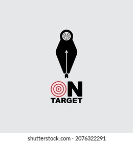 On Target Logo Design with Arrow and Pen tool. Vector Illustration