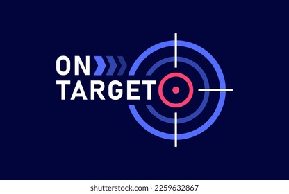 On target logo design. Concept achieving the goal in business. Marketing targeting strategy symbol. Vector illustration.