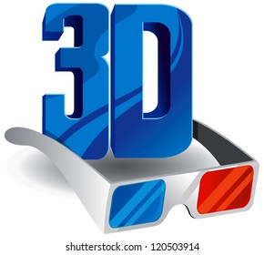 On this illustration 3d glasses are represented