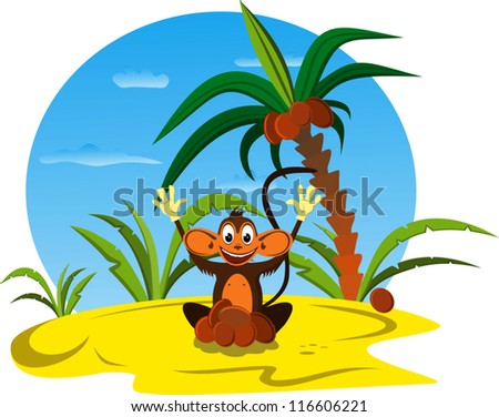 On this illustration the happy monkey is represented.