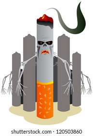 On this illustration wicked cigarettes are represented