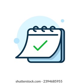 on time according to the date, calendar with check mark concept illustration flat design vector. modern graphic element for ui, infographic, icon