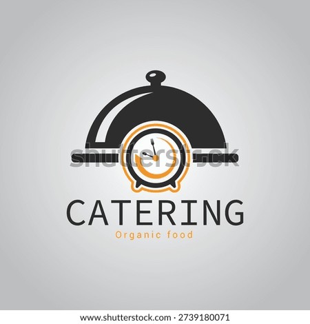 On Time Catering Service Logo featuring Clock and Food Cover Cloche
