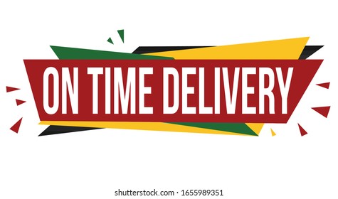 Diseño de banner de entrega a tiempo en fondo blanco, ilustración vectorial