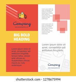 On time delivery Company Brochure Title Page Design. Company profile, annual report, presentations, leaflet Vector Background