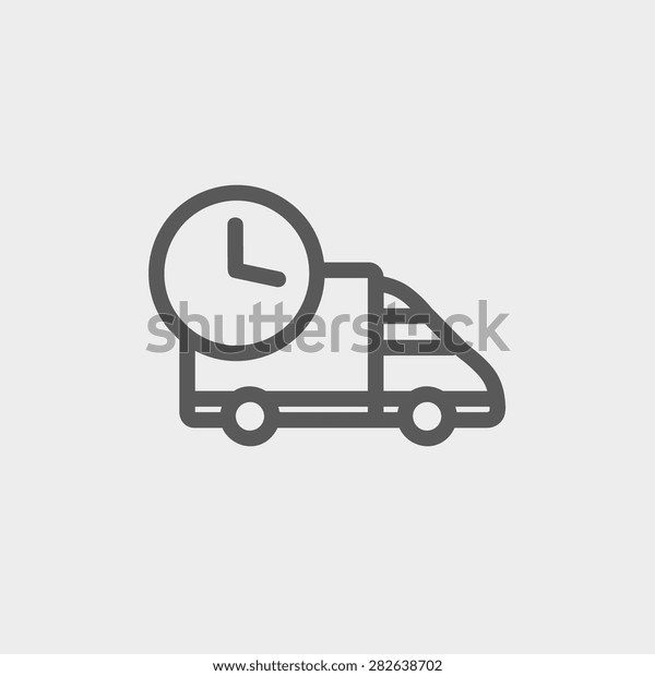 On time delivery icon thin line for web and\
mobile, modern minimalistic flat design. Vector dark grey icon on\
light grey background.