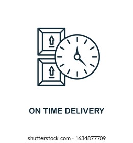 On Time Delivery line icon. Thin design style from logistics delivery icon collection. Simple on time delivery icon for infographics and templates.