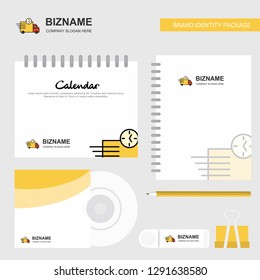 On time delivery Logo, Calendar Template, CD Cover, Diary and USB Brand Stationary Package Design Vector Template