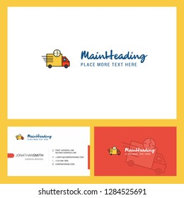 On time delivery Logo design with Tagline & Front and Back Busienss Card Template. Vector Creative Design