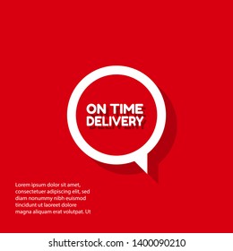 on time delivery - red banner,sign,tag,label. modern minimalist illustration