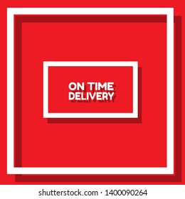 on time delivery - red banner,sign,tag,label. modern minimalist illustration