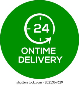 On time delivery vector logo or icon, green background on time delivery logo 