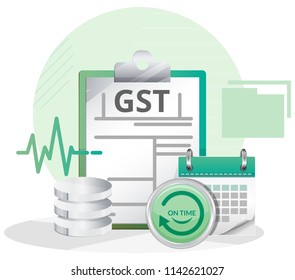 On Time GST Return Filing - Abstract - Illustration As EPS 10 File