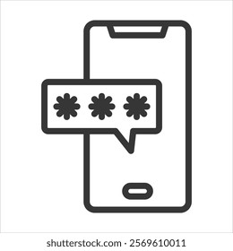 On Time Password Outline Icon Vector Illustration