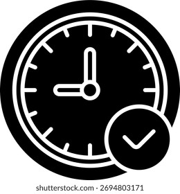 Diseño de Vector a tiempo en estilo moderno, entrega puntual y concepto de Aprobación de rendimiento, ilustración de confiabilidad comercial. Icono de glifo