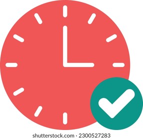 On Time Vector Icon Flat Style