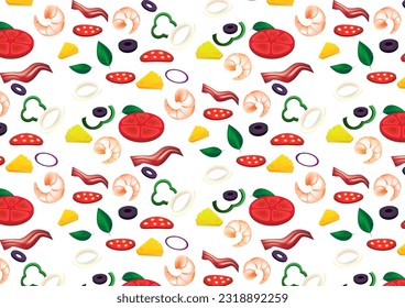 On top pizza pattern. Vector design.