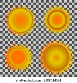 En un fondo transparente, cuatro soles luminosos brillantes.