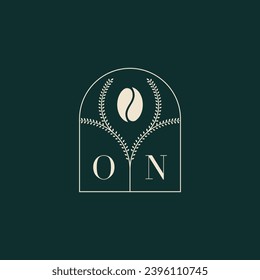 ON Unique and simple logo design combination of letters and coffee bean