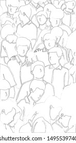 On the upper view of crowded people. 