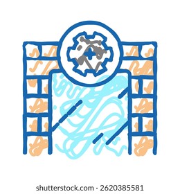 an der Wand Installation Spiegel doodle Symbol Skizze Vektor. auf Wandeinbauspiegelschild. einzelne Symbolgrafik