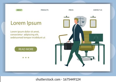 De camino a la reunión de negocios. Exitoso abogado con Maletín en manos que deja su oficina para reunirse con el cliente. Abogado con un plan de jornada laboral minuto a minuto. Página de inicio. Copiar espacio para texto adicional.