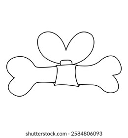 On a white artboard, dog bone single-line art elegantly captures the simple shape of a dog bone, using a continuous line to symbolize playfulness and joy