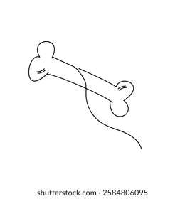 On a white artboard, dog bone single-line art elegantly captures the simple shape of a dog bone, using a continuous line to symbolize playfulness and joy