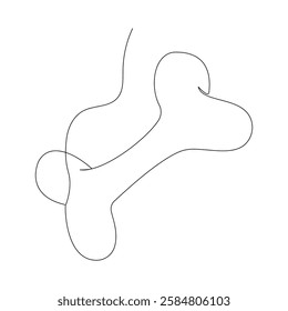 On a white artboard, dog bone single-line art elegantly captures the simple shape of a dog bone, using a continuous line to symbolize playfulness and joy