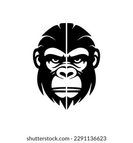 On a white backdrop, an artistic black monkey vector logo