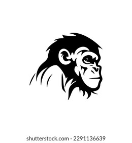 On a white backdrop, an artistic black monkey vector logo