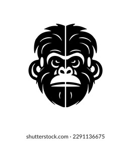 On a white backdrop, an artistic black monkey vector logo
