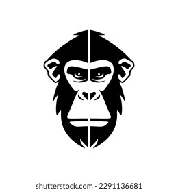 Sobre un telón de fondo blanco, un artístico logo del vector del mono negro