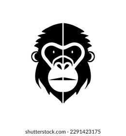 On a white backdrop, an artistic black monkey vector logo