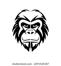 On a white backdrop, an artistic black monkey vector logo